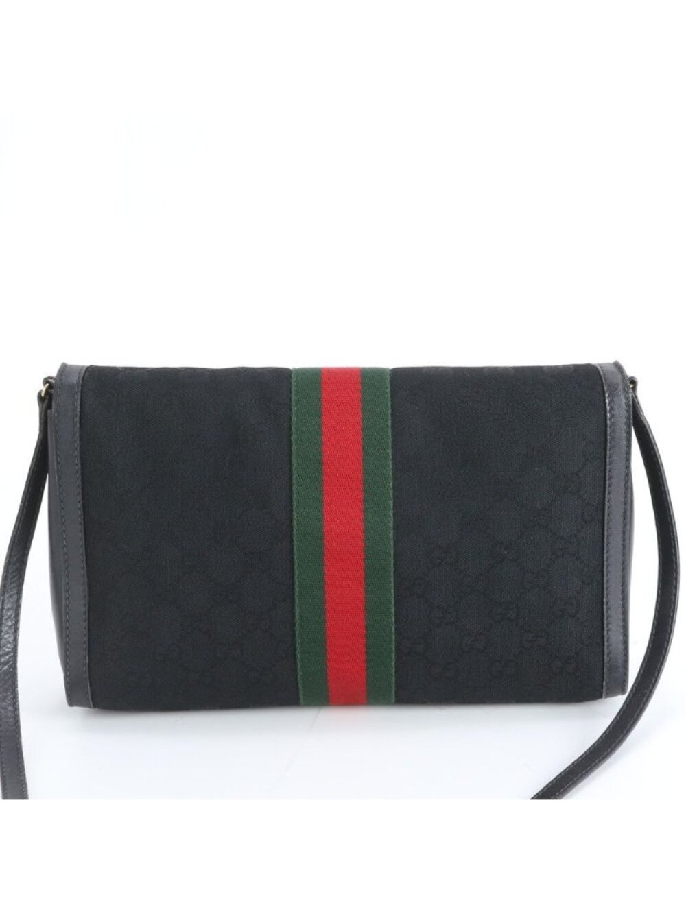 Gucci Vintage GG Canvas Sherry Line Leather Shoulder Bag Crossbody - Picture 3 of 10